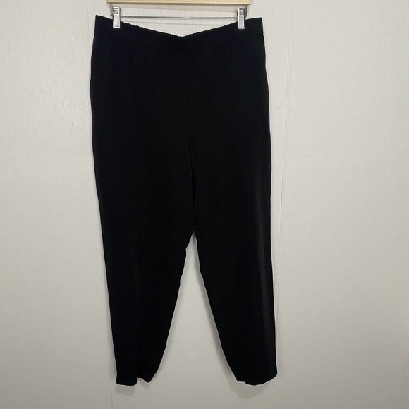 Eileen Fisher Women’s Black Polyester Spandex Elastic Waist Pants With Pockets. - Picture 1 of 13